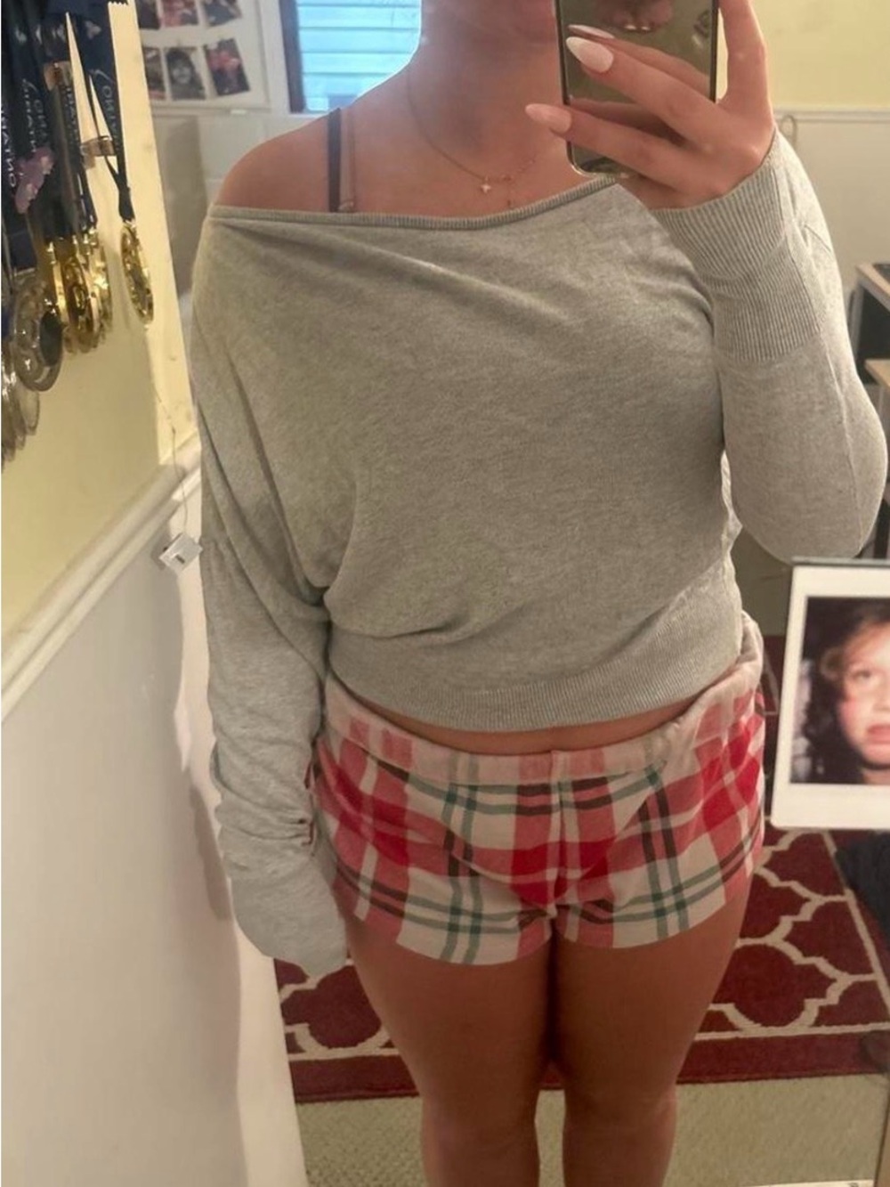 Garage Light Gray Off-the-Shoulder Sweater